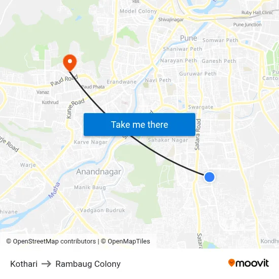 Kothari to Rambaug Colony map