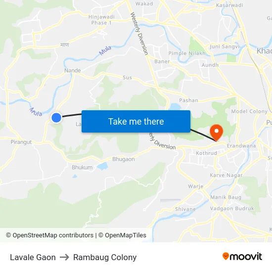 Lavale Gaon to Rambaug Colony map