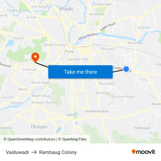 Vaiduwadi to Rambaug Colony map