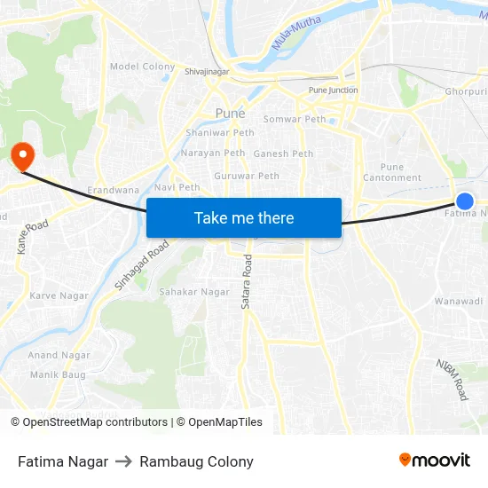 Fatima Nagar to Rambaug Colony map