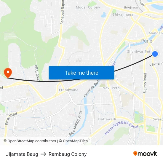 Jijamata Baug to Rambaug Colony map