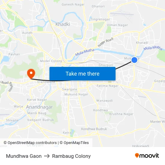 Mundhwa Gaon to Rambaug Colony map
