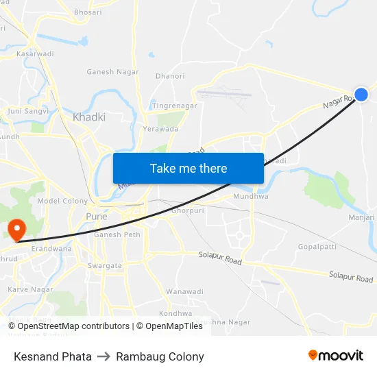 Kesnand Phata to Rambaug Colony map