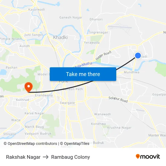Rakshak Nagar to Rambaug Colony map