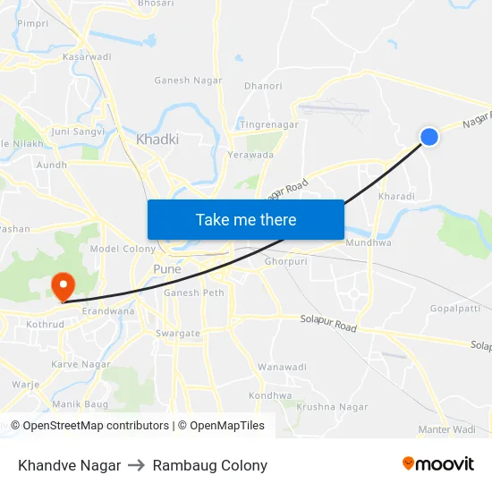 Khandve Nagar to Rambaug Colony map