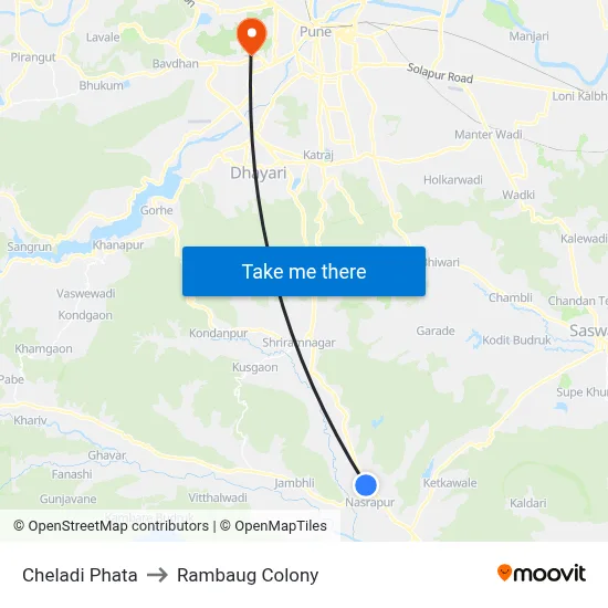 Cheladi Phata to Rambaug Colony map