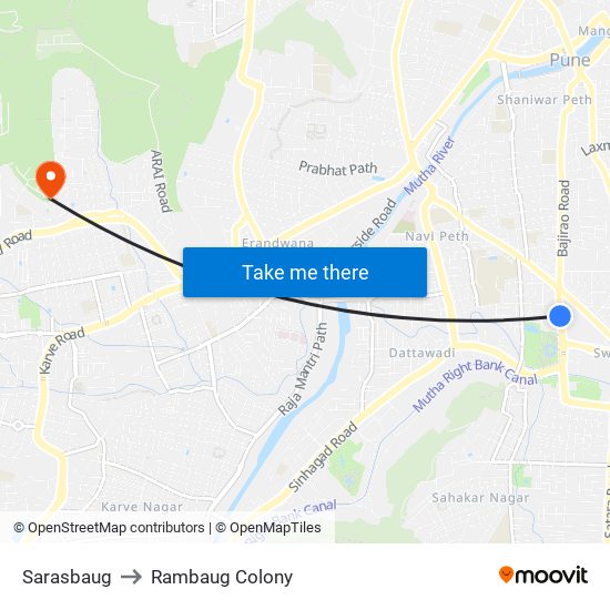 Sarasbaug to Rambaug Colony map