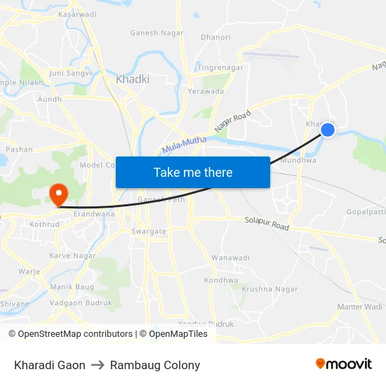 Kharadi Gaon to Rambaug Colony map