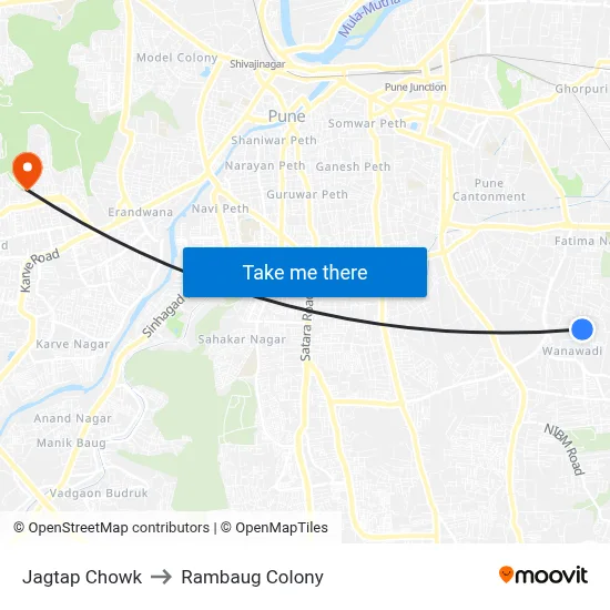 Jagtap Chowk to Rambaug Colony map