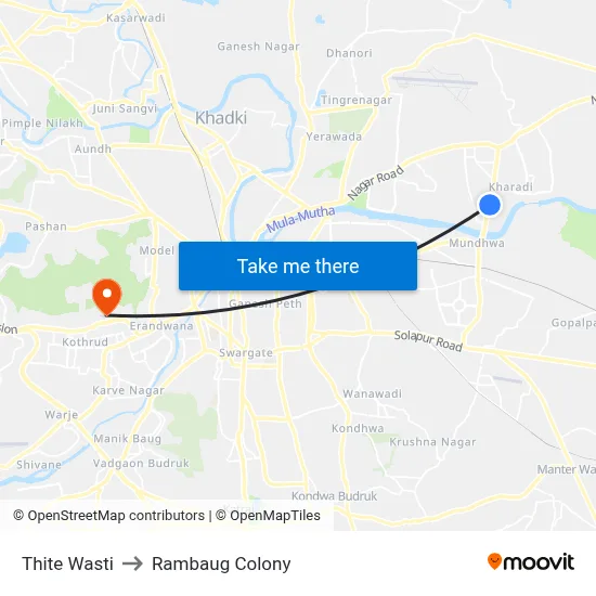 Thite Wasti to Rambaug Colony map
