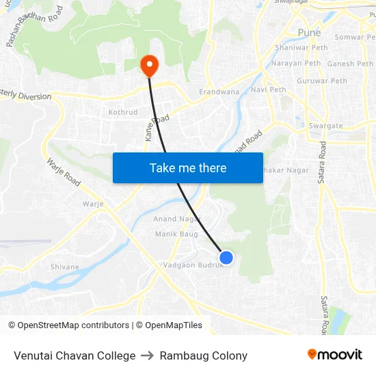 Venutai Chavan College to Rambaug Colony map