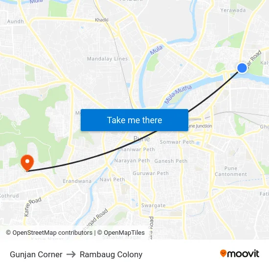 Gunjan Corner to Rambaug Colony map
