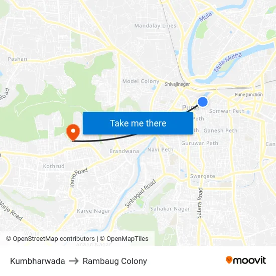 Kumbharwada to Rambaug Colony map