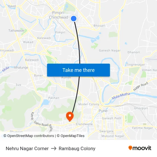 Nehru Nagar Corner to Rambaug Colony map