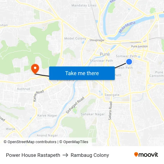 Power House Rastapeth to Rambaug Colony map