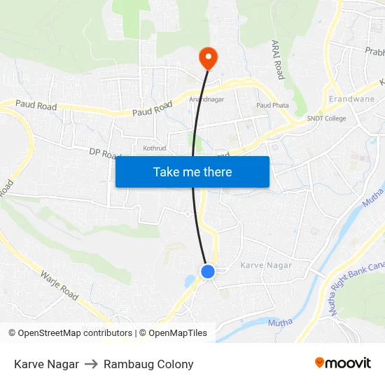Karve Nagar to Rambaug Colony map
