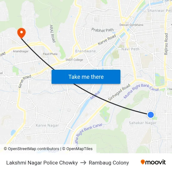 Lakshmi Nagar Police Chowky to Rambaug Colony map