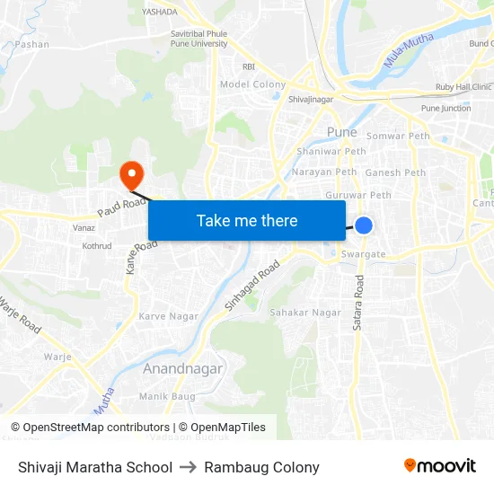 Shivaji Maratha School to Rambaug Colony map