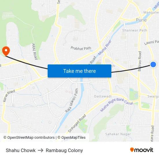 Shahu Chowk to Rambaug Colony map