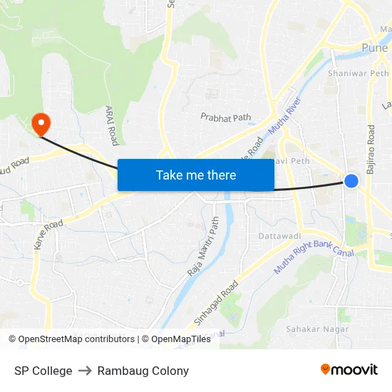 SP College to Rambaug Colony map