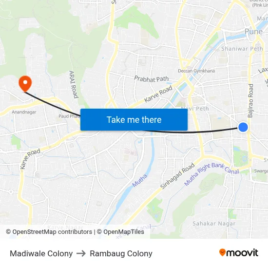 Madiwale Colony to Rambaug Colony map