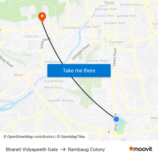 Bharati Vidyapeeth Gate to Rambaug Colony map