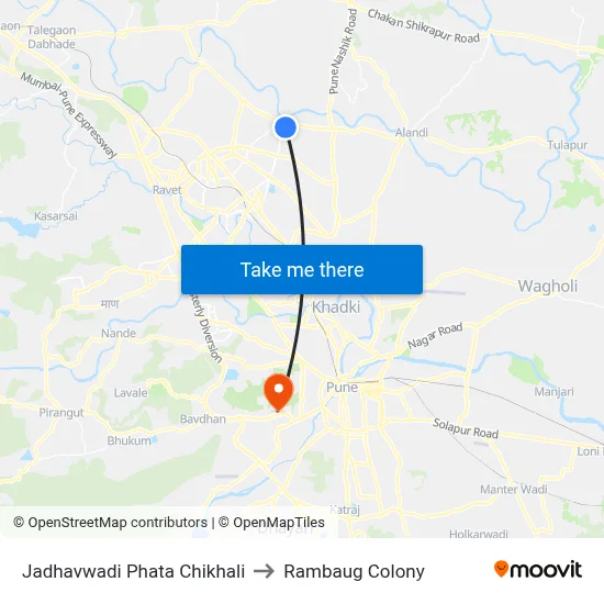 Jadhavwadi Phata Chikhali to Rambaug Colony map