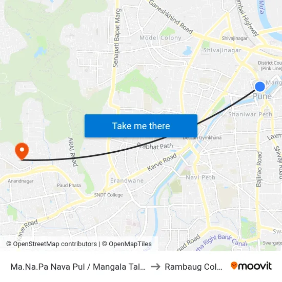 Ma.Na.Pa Nava Pul / Mangala Talkies to Rambaug Colony map