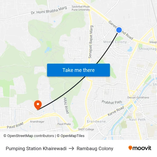 Pumping Station Khairewadi to Rambaug Colony map