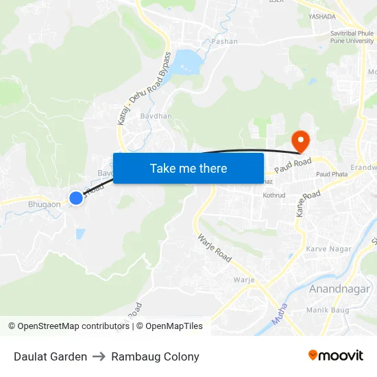 Daulat Garden to Rambaug Colony map