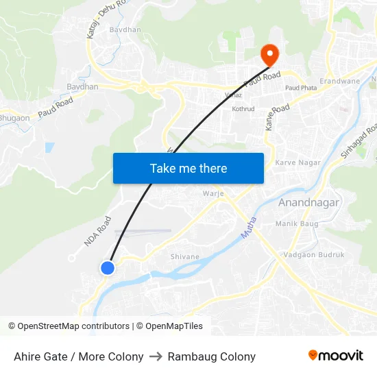 Ahire Gate / More Colony to Rambaug Colony map