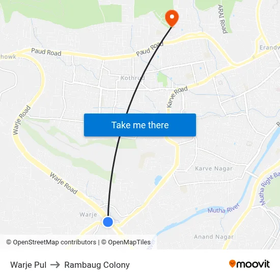 Warje Pul to Rambaug Colony map