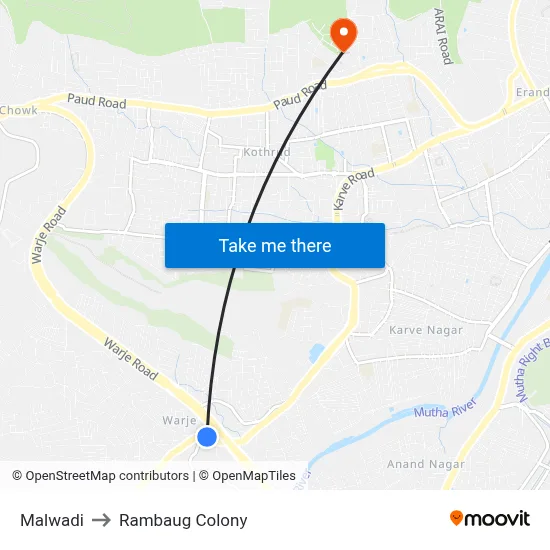 Malwadi to Rambaug Colony map