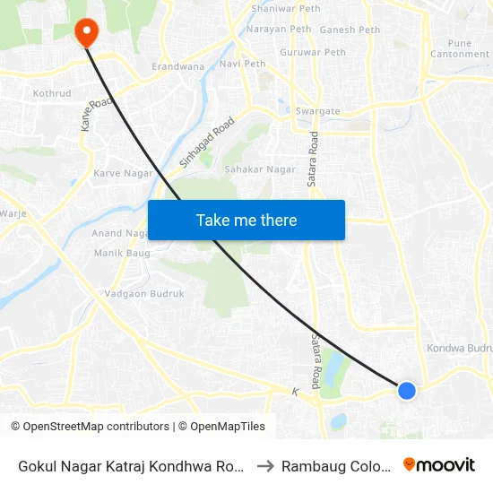 Gokul Nagar Katraj Kondhwa Road to Rambaug Colony map