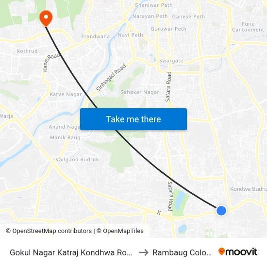 Gokul Nagar Katraj Kondhwa Road to Rambaug Colony map