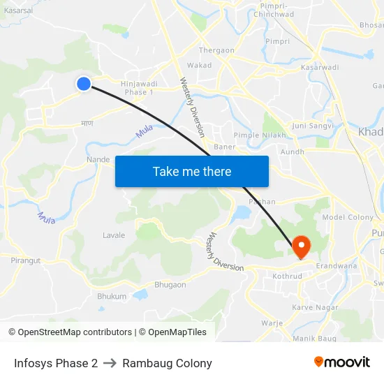 Infosys Phase 2 to Rambaug Colony map