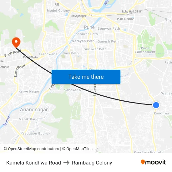 Kamela Kondhwa Road to Rambaug Colony map