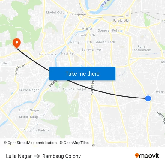 Lulla Nagar to Rambaug Colony map