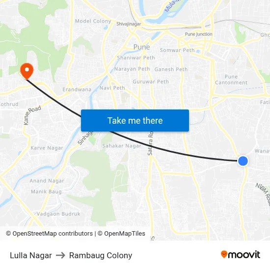 Lulla Nagar to Rambaug Colony map