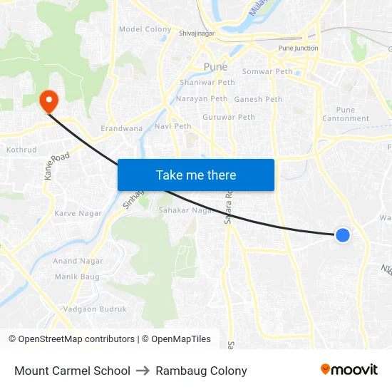 Mount Carmel High School to Rambaug Colony map