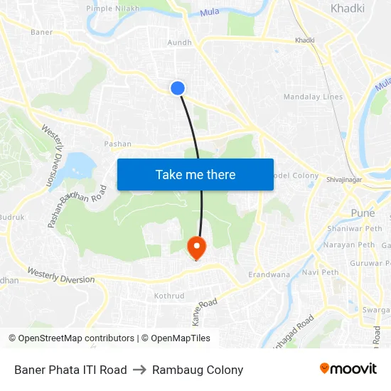Baner Phata ITI Road to Rambaug Colony map