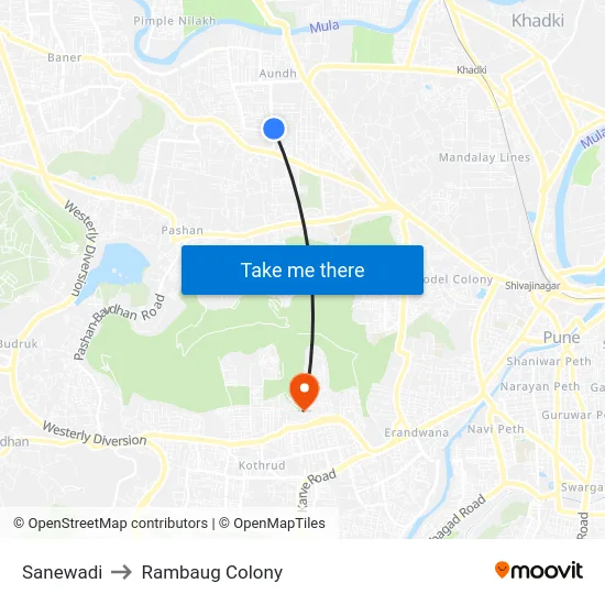 Sanewadi to Rambaug Colony map