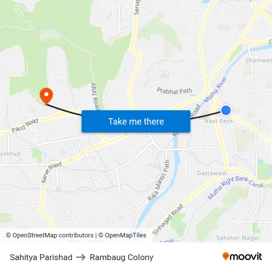 Sahitya Parishad to Rambaug Colony map