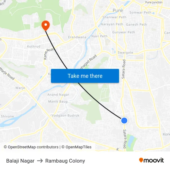 Balaji Nagar to Rambaug Colony map