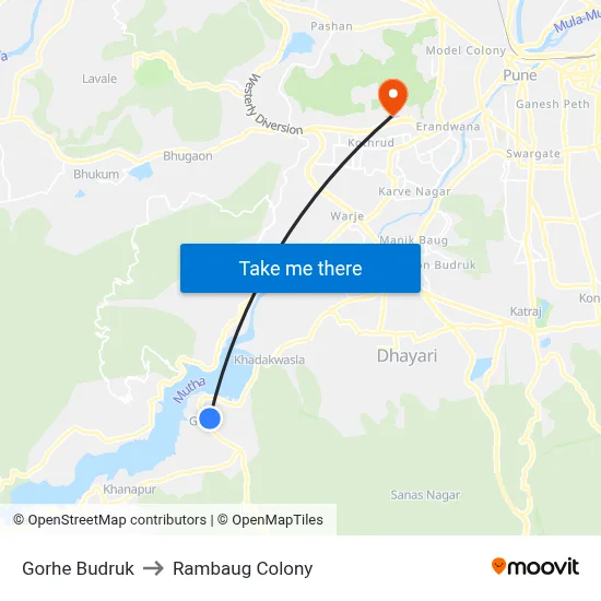 Gorhe Budruk to Rambaug Colony map