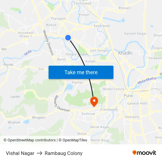 Vishal Nagar to Rambaug Colony map