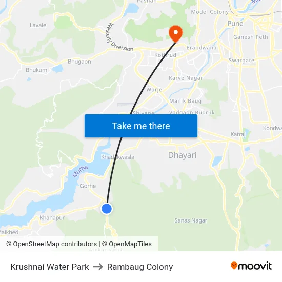 Krushnai Water Park to Rambaug Colony map