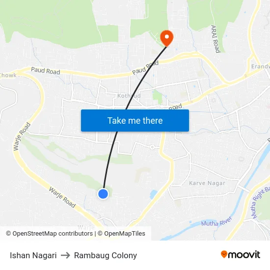 Ishan Nagari to Rambaug Colony map