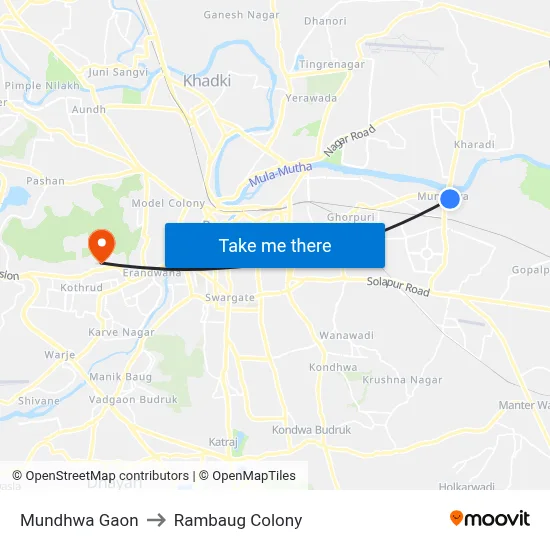 Mundhwa Gaon to Rambaug Colony map
