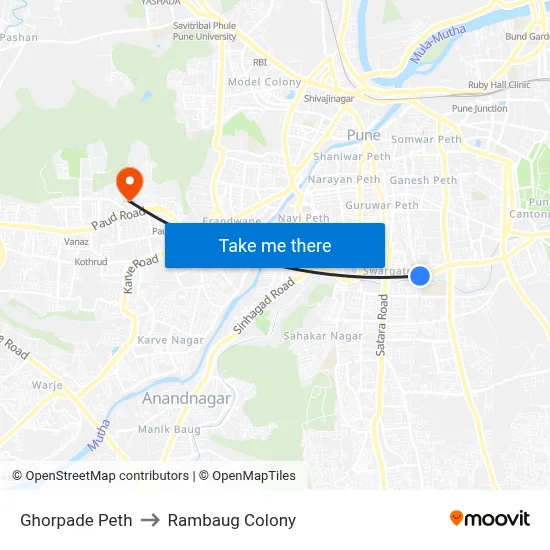 Ghorpade Peth to Rambaug Colony map